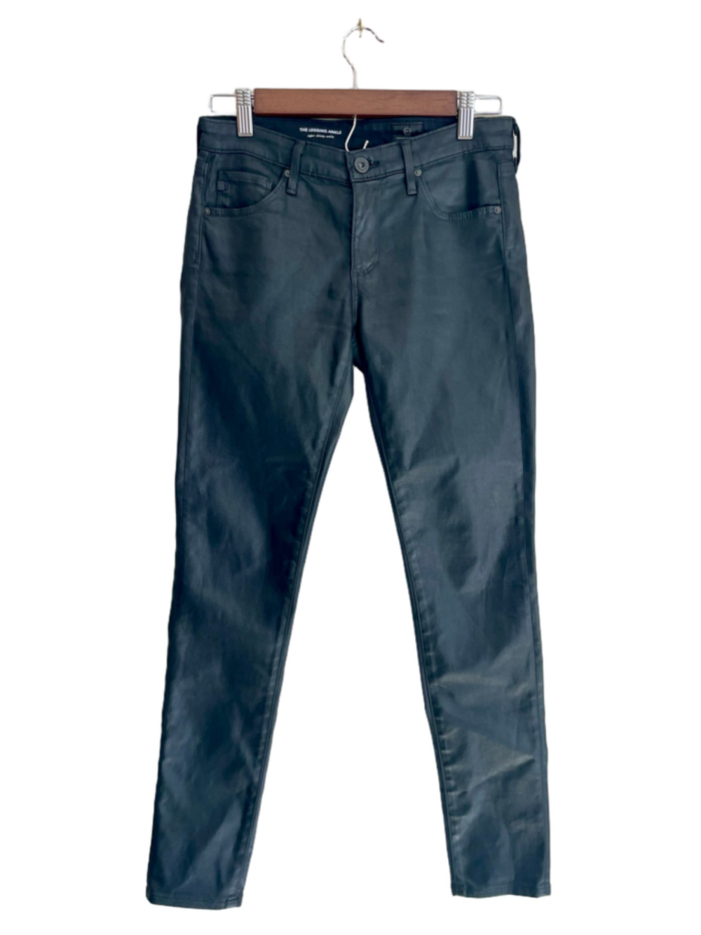 AG Adriano Goldschmied Legging Ankle Jeans 26R Black Coated Super Skinny Stretch